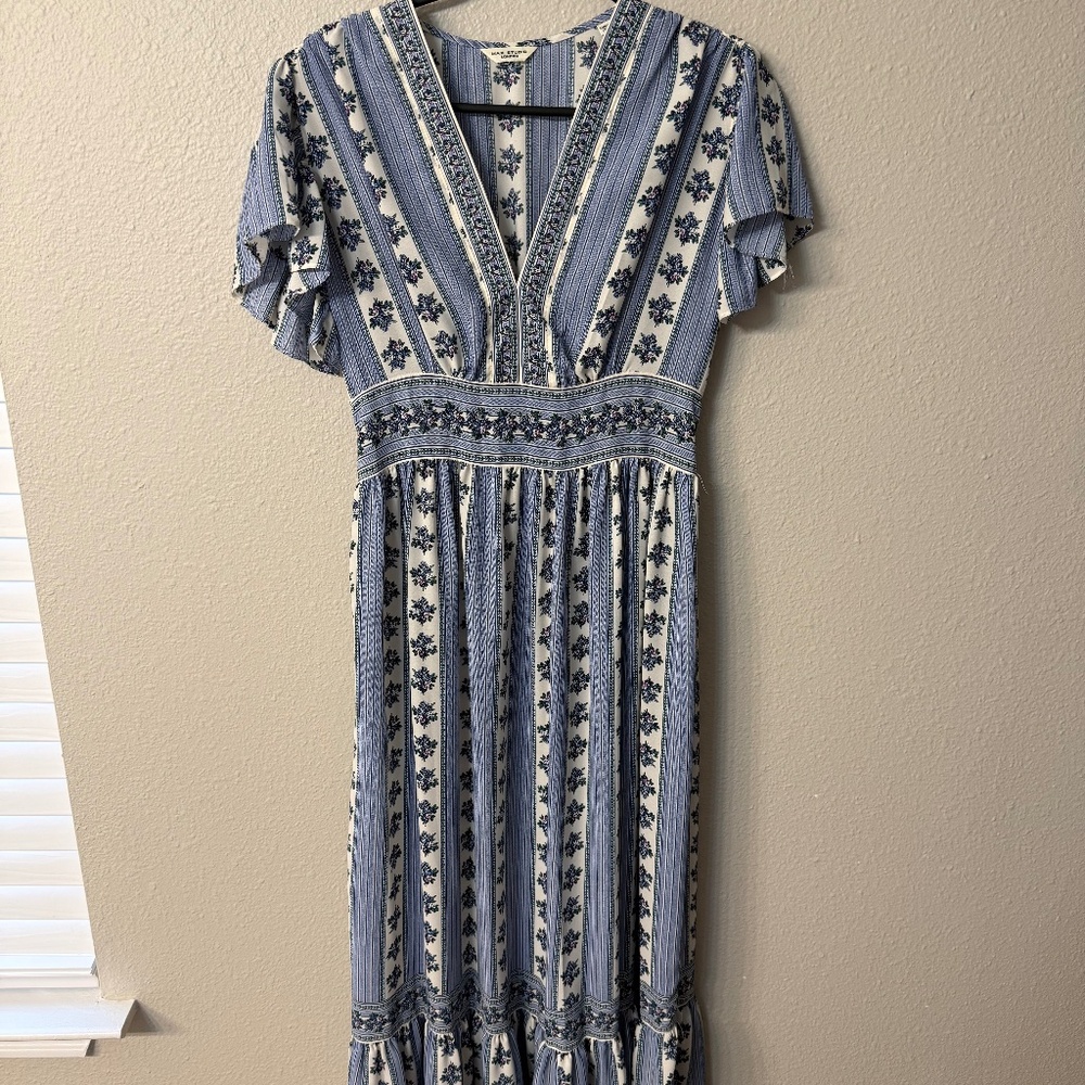 Floral and striped maxi dress
